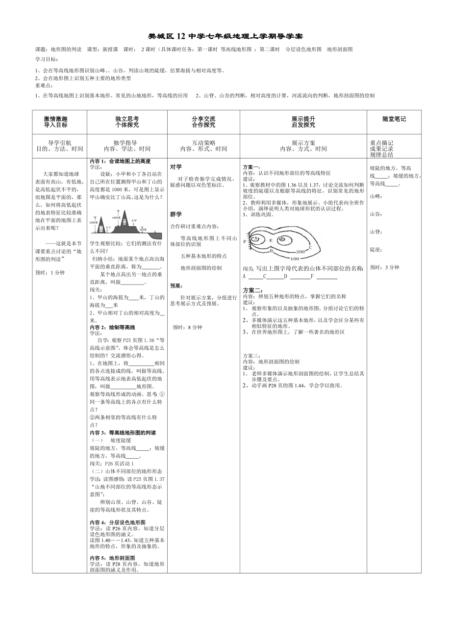 地形图的判读导学案.doc_第1页