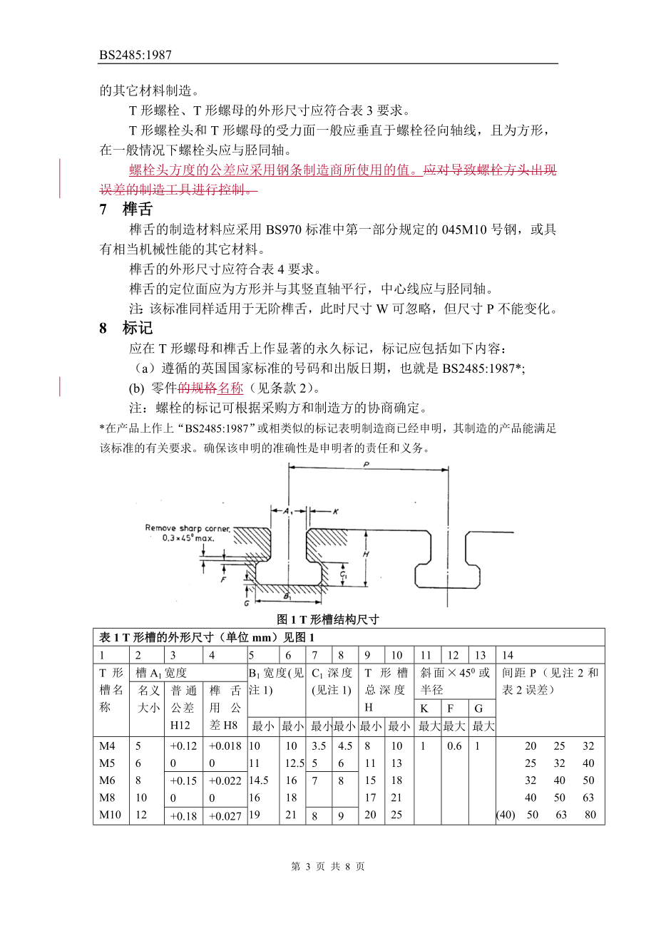 BS 24851987 中文版 T形槽、T形螺栓、T形螺母与榫舌规范.doc_第3页