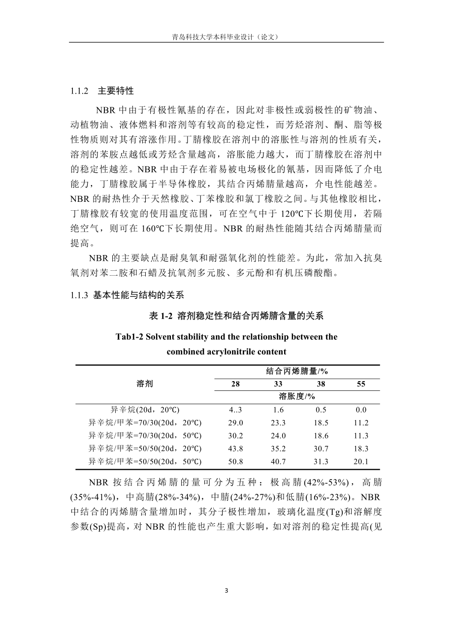 毕业设计(论文硅烷偶联剂改性白炭黑对NBR硫化胶性能的影响.doc_第3页