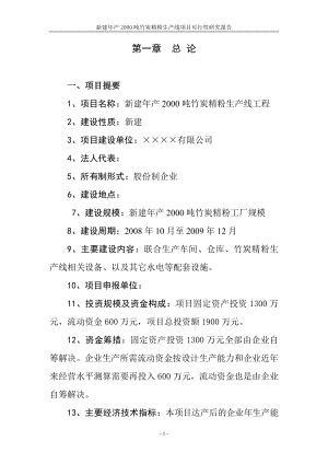 年产2000吨竹炭精粉生产线项目可行性研究报告.doc