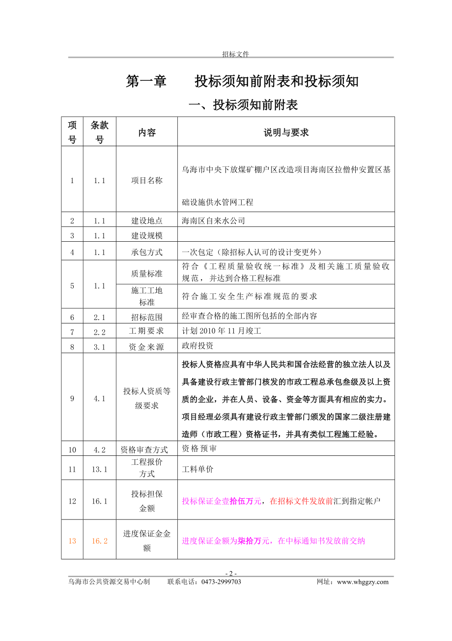 up乌海市中央下放煤矿棚户区改造项目海南区拉僧仲安置区外基础设施供水管网工程招标文件.doc_第3页