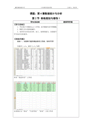 表格规划与修饰活动单导学模式教案.doc