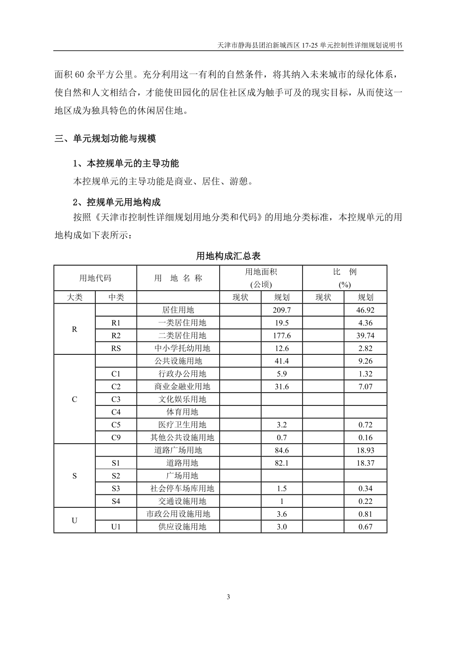 天津市静海县团泊新城西区1725单元控制性详细规划说明书.doc_第3页