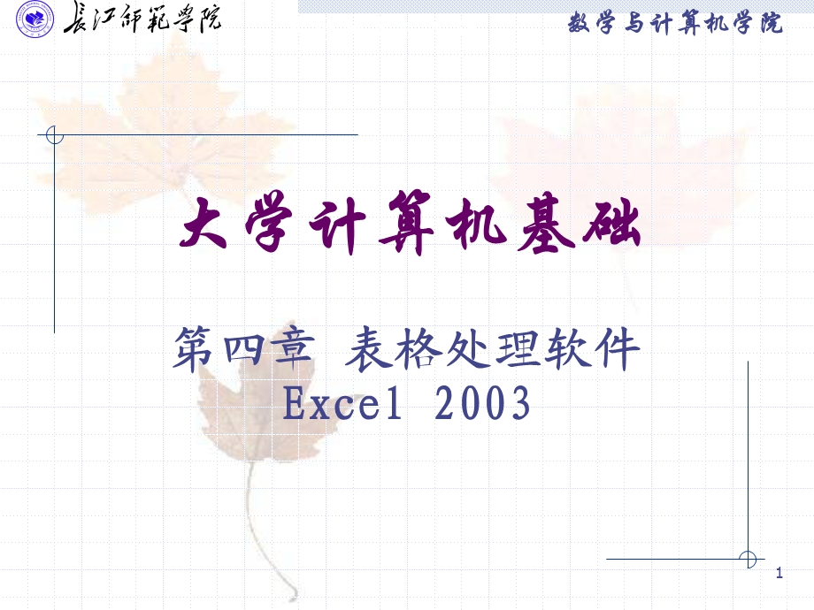 第4章表格处理软件Excel2003.ppt_第1页