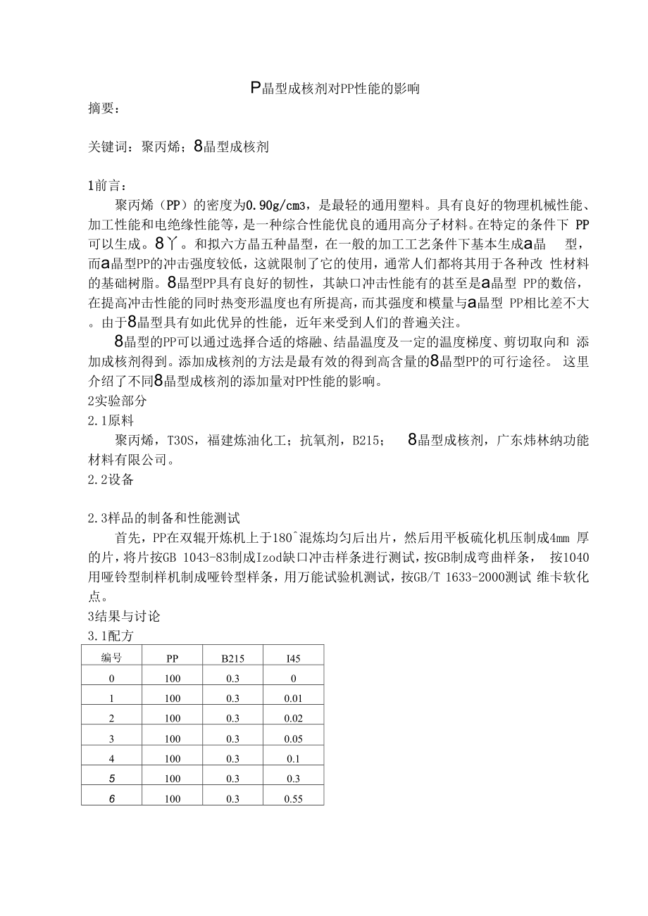 1β晶型成核剂对PP性能的影响.docx_第1页