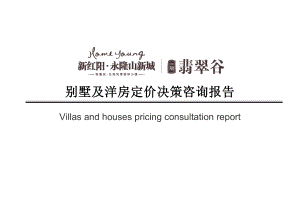 8月4日重庆新红阳永隆山新城一期翡翠谷别墅及洋房定价决策咨询报告.doc