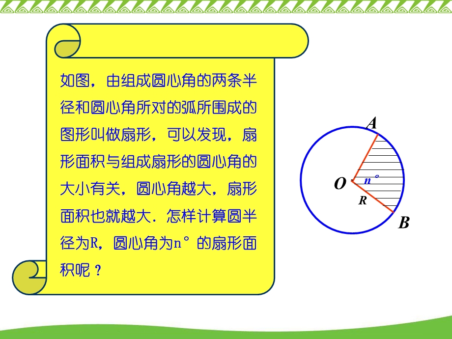 一条弧和经过这条弧的端点的两条半径所组成的图形叫做扇形.ppt_第3页