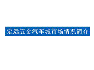 定远五金汽车城市场情况简介0930.ppt