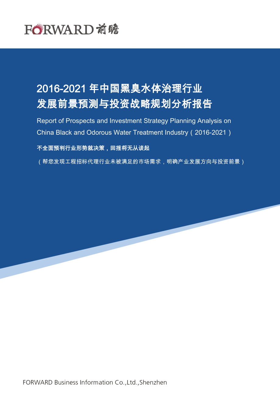 2021年中国黑臭水体治理行业发展前景预测与投资战略规划分析报告.doc_第1页
