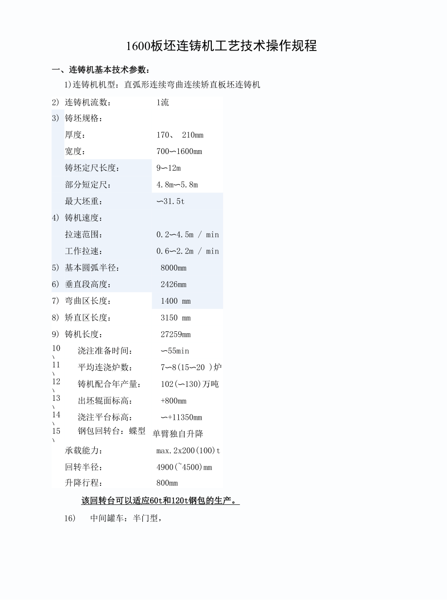 1600mm板坯连铸机工艺技术操作规程.docx_第1页