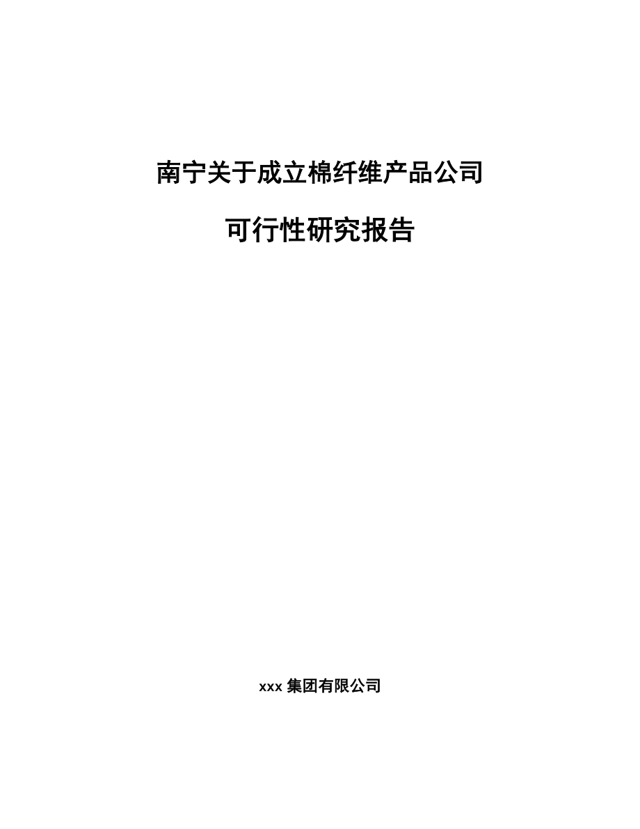 南宁关于成立棉纤维产品公司可行性研究报告.docx_第1页