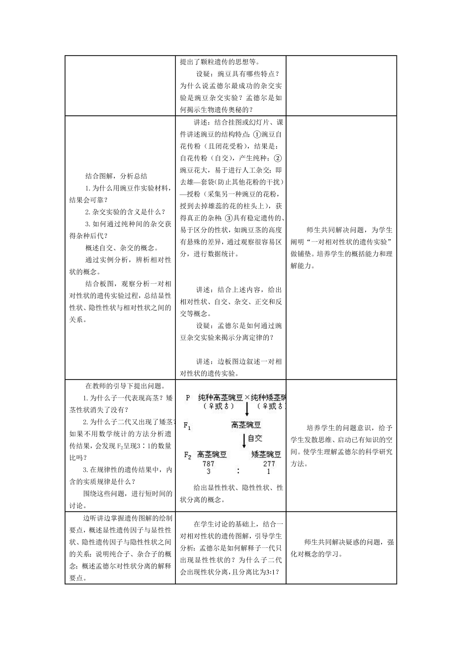 1.1孟德尔的豌豆杂交实验教学设计与案例1.doc_第2页