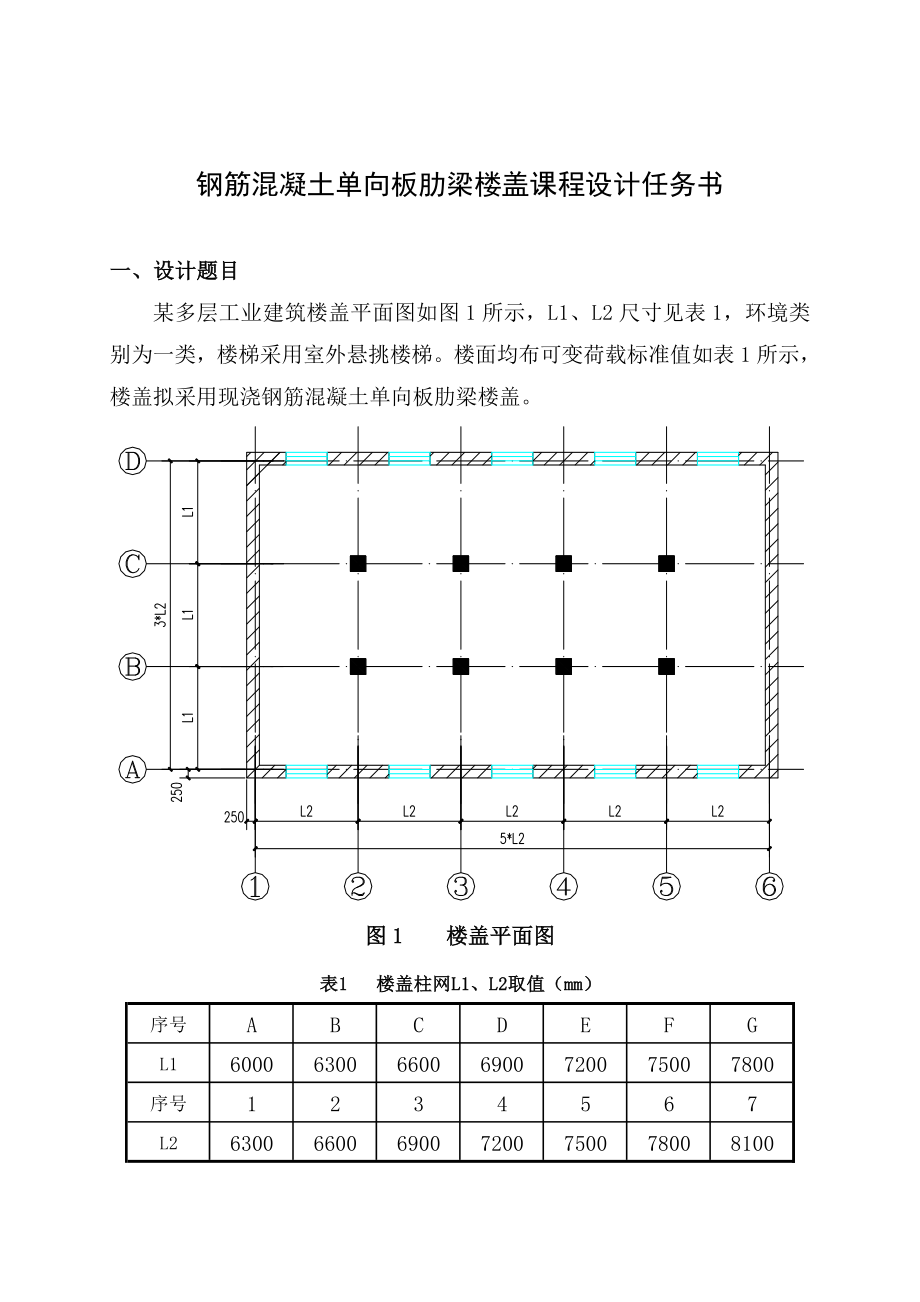 【整理】单向板肋梁楼盖设计任务书1重庆三峡学院.doc_第2页