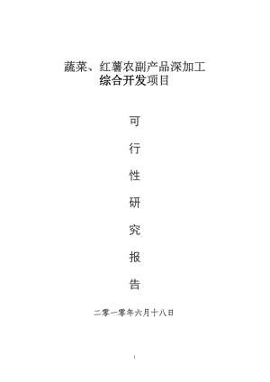 产3200吨蔬菜36000吨红薯农副产吕深加工综合开发项目可行研究报告.doc