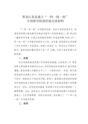 黑龙江某县建立“一网一线一组”专项督导机制经验交流材料.docx