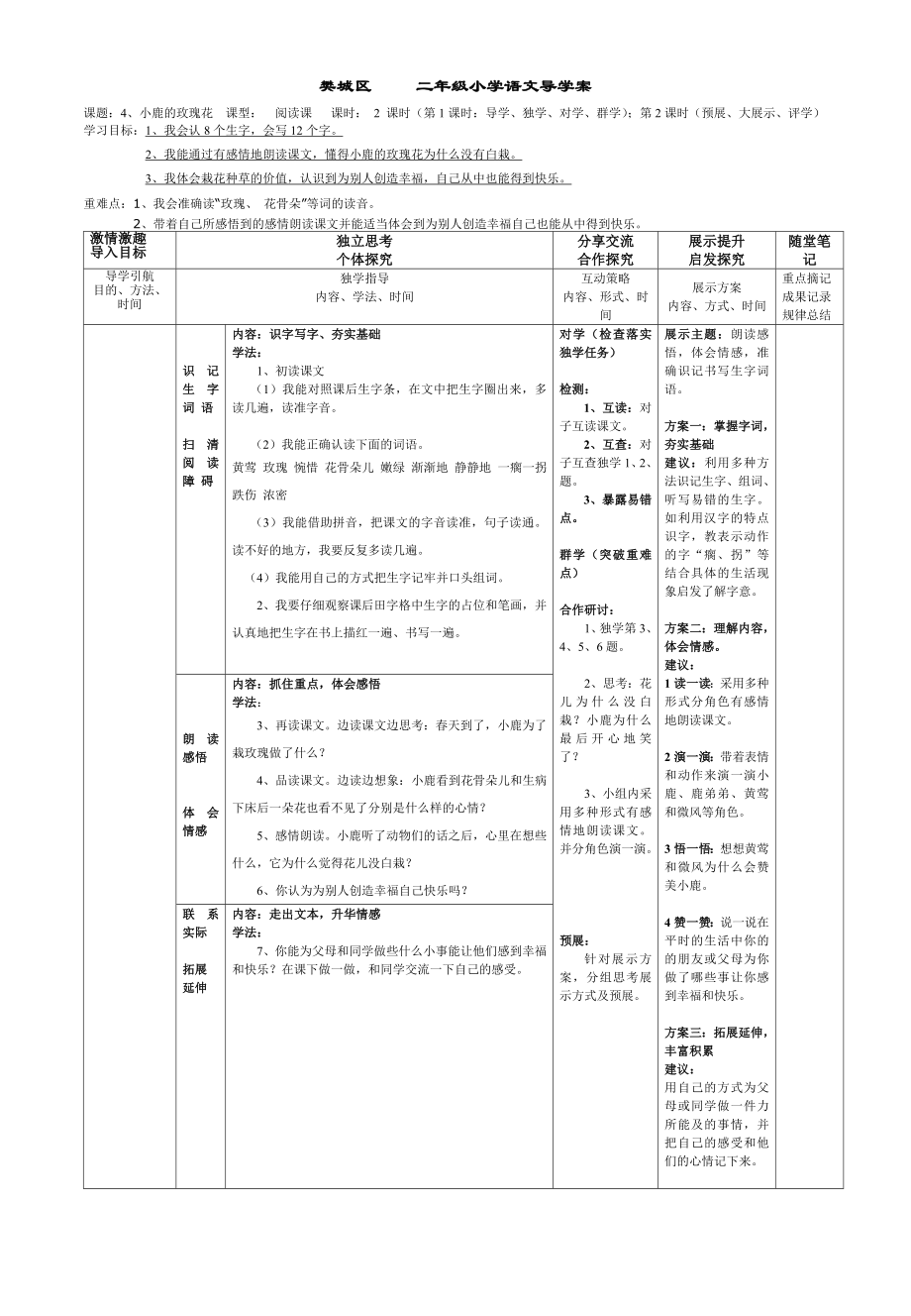 4、小鹿的玫瑰花导学案.doc_第1页