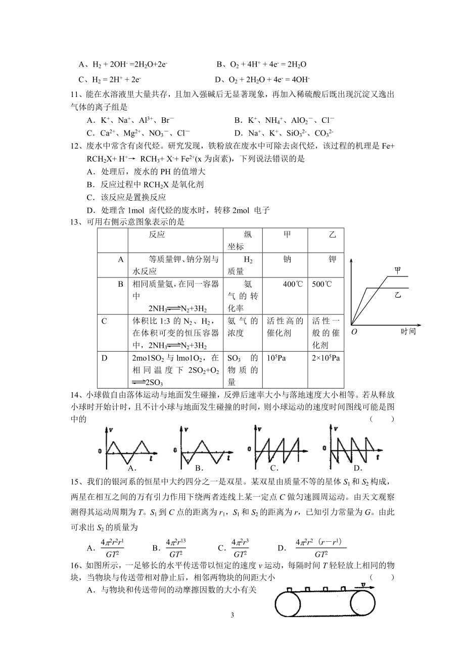 14、小球做自由落体运动与地面发生碰撞反弹后速率大小与落地速度 ....doc_第3页