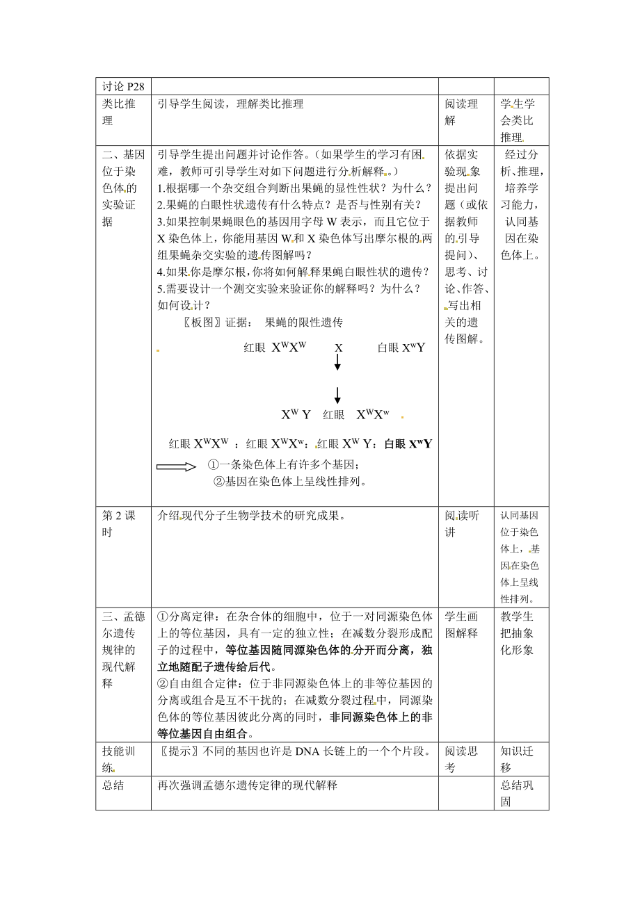 2.2基因在染色体上教学设计蔡惠华.doc_第2页