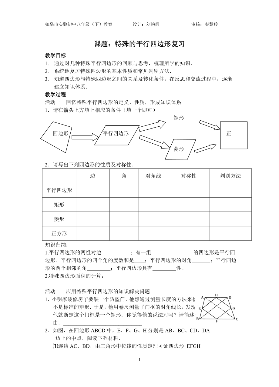 特殊平行四边形复习教案.doc_第1页