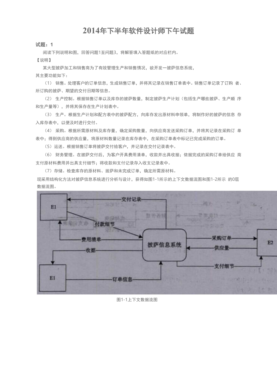 2014年下半年软件设计师考试下午真题.docx_第1页