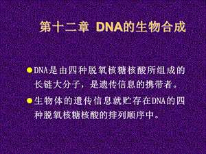 【教学课件】第十二章DNA的生物合成.ppt