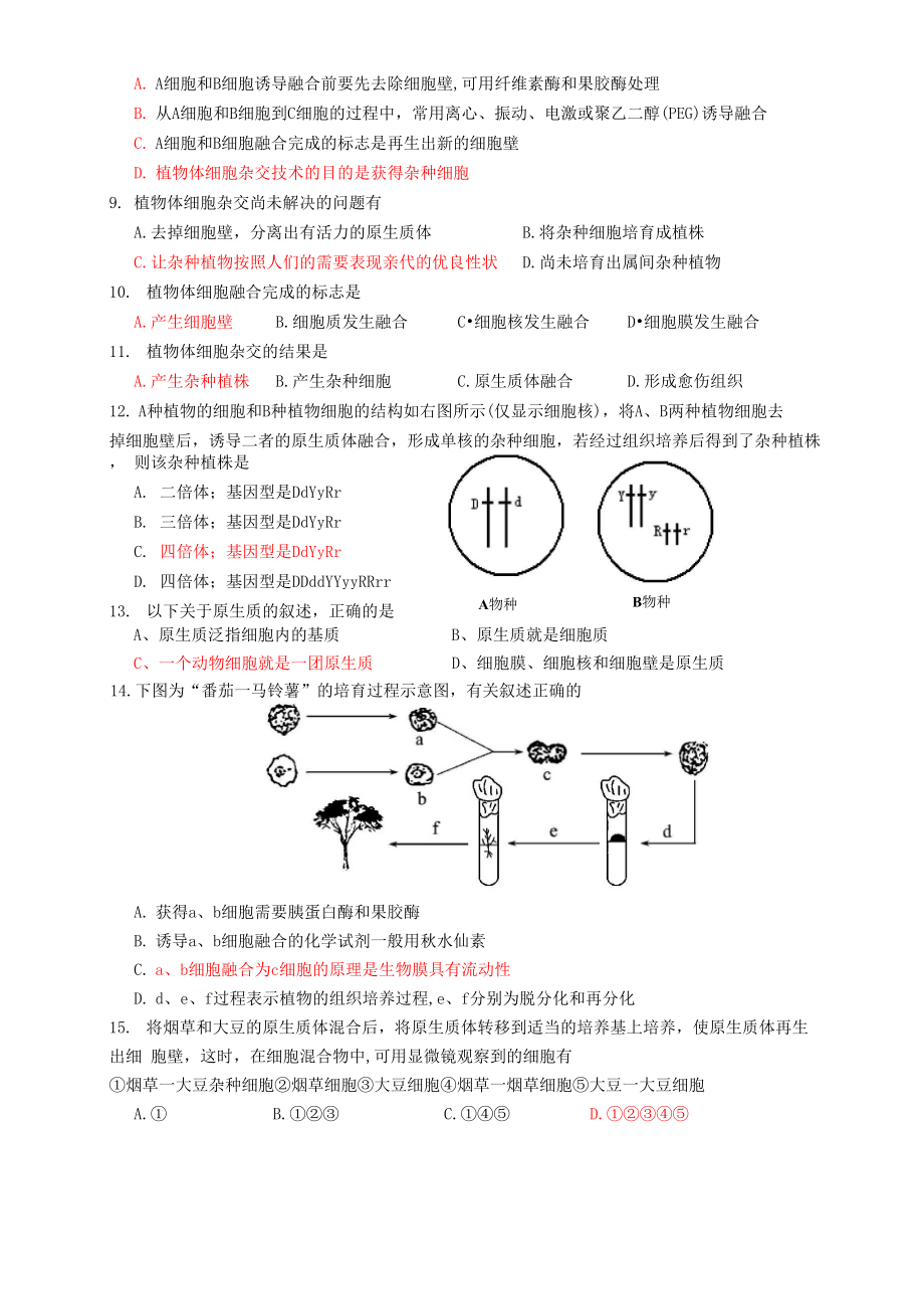 211植物细胞工程的基本技术2有答案.docx_第2页