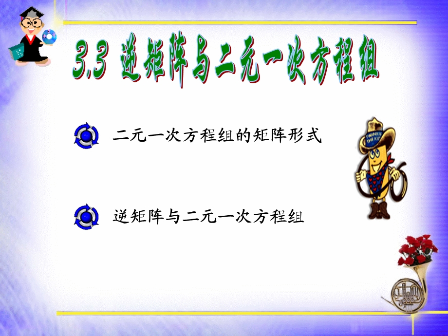 996逆矩阵与二元一次方程组.ppt_第2页