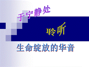 “静能生慧”主题班会.ppt