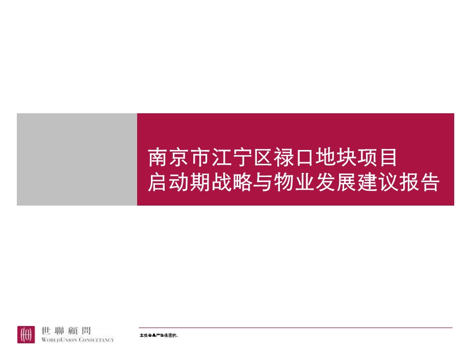 经典南京市江宁区禄口地块项目启动期战略与物业发展建议报告.ppt_第1页