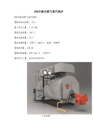 4吨冷凝式燃气蒸汽锅炉.docx