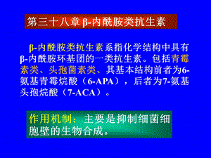 【教学课件】第三十八章β-内酰胺类抗生素.ppt