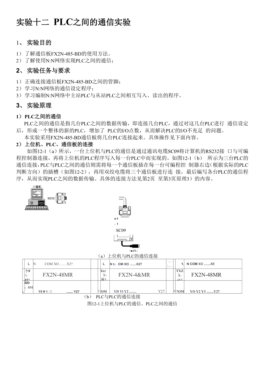 PLC之间的通信实验最新版.docx_第1页