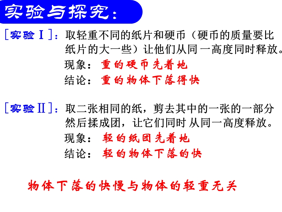 【教学课件】第八节自由落体运动.ppt_第2页