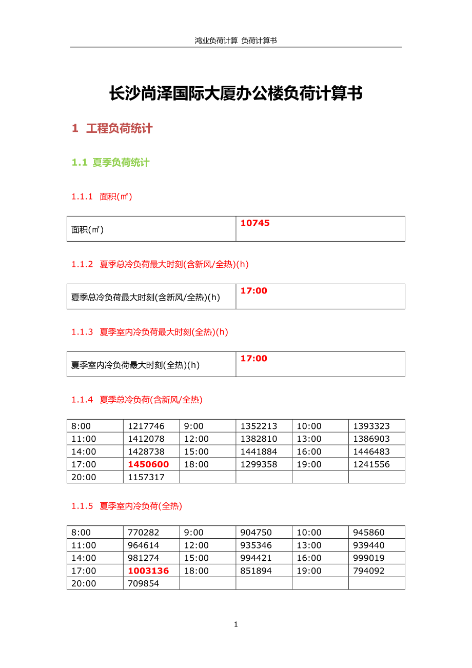 尚泽国际大厦办公楼负荷计算书.docx_第1页