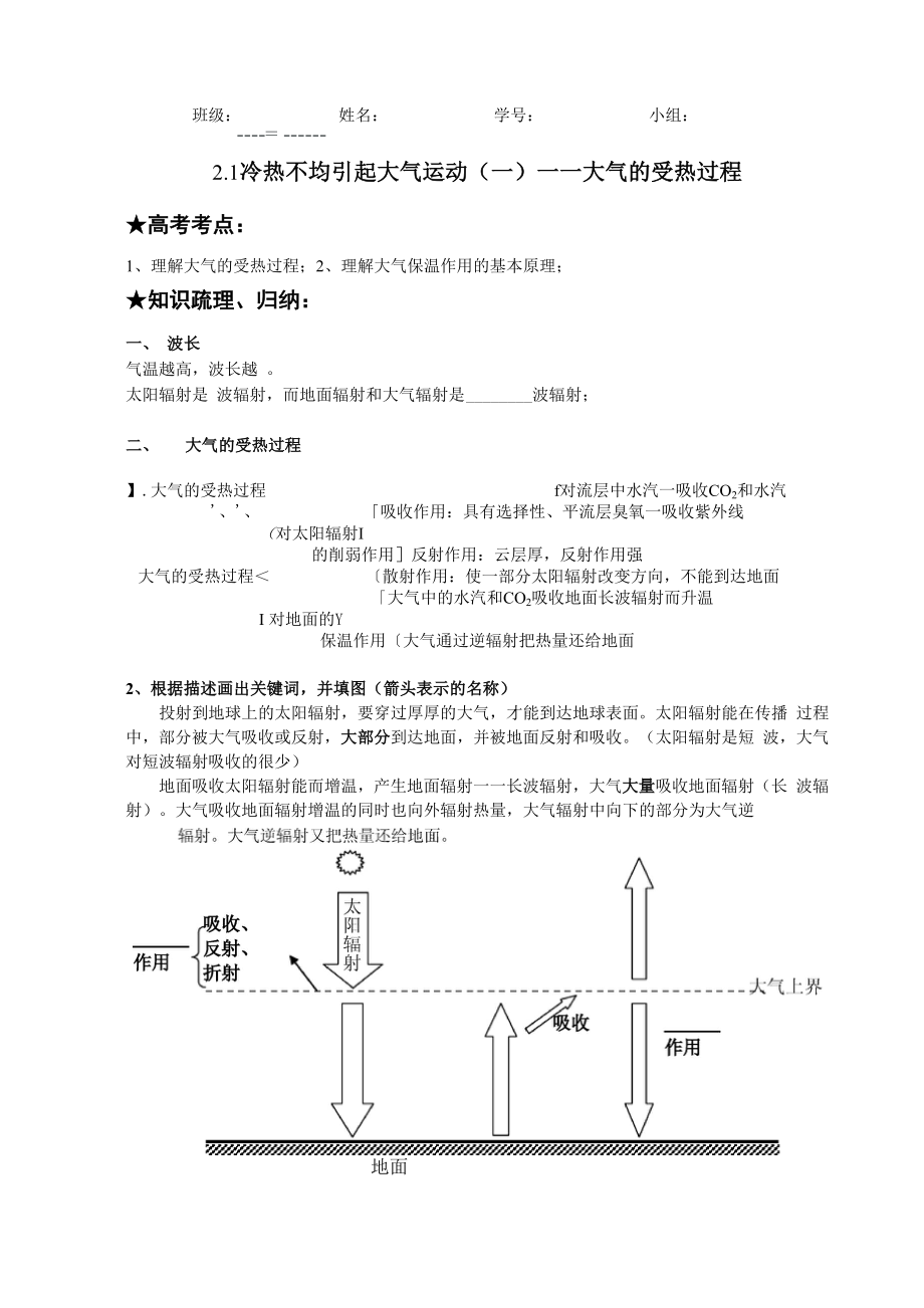 21冷热不均引起大气运动大气的受热过程.docx_第1页