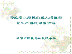 营改增小规模纳税人增值税企业所得税申报讲解巢湖市国税局.ppt