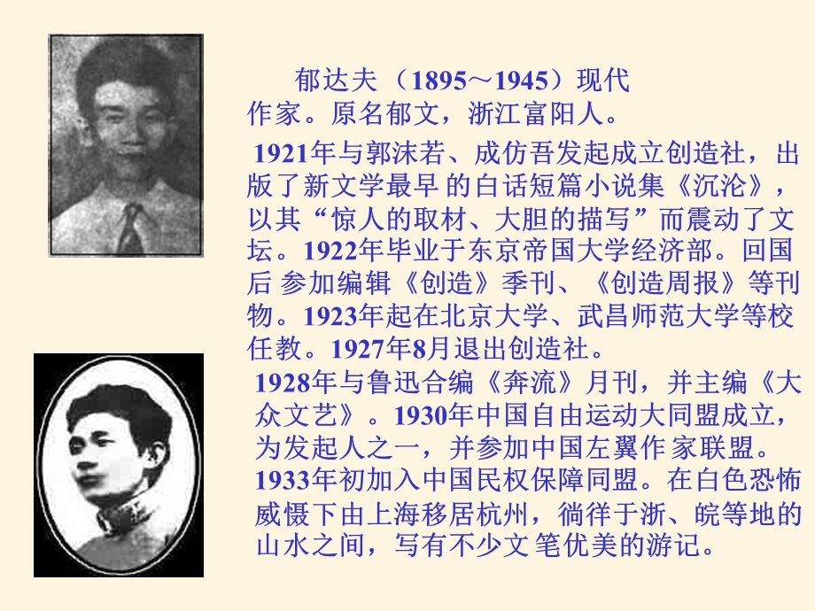 郁达夫18951945现代作家原名郁文浙江富阳人.PPT_第2页