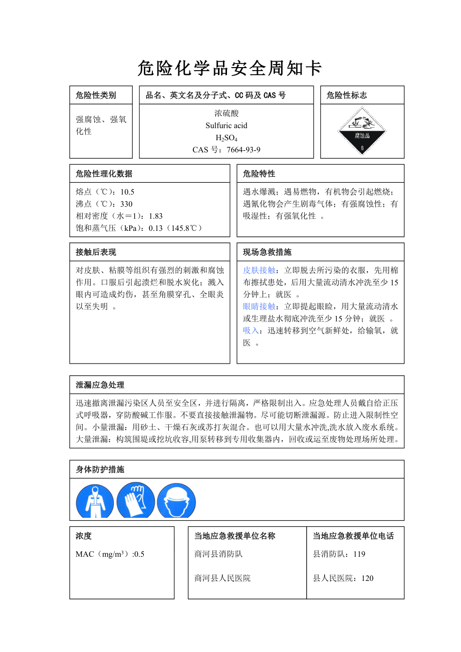 危险化学品安全周知卡编制完整版.doc_第1页