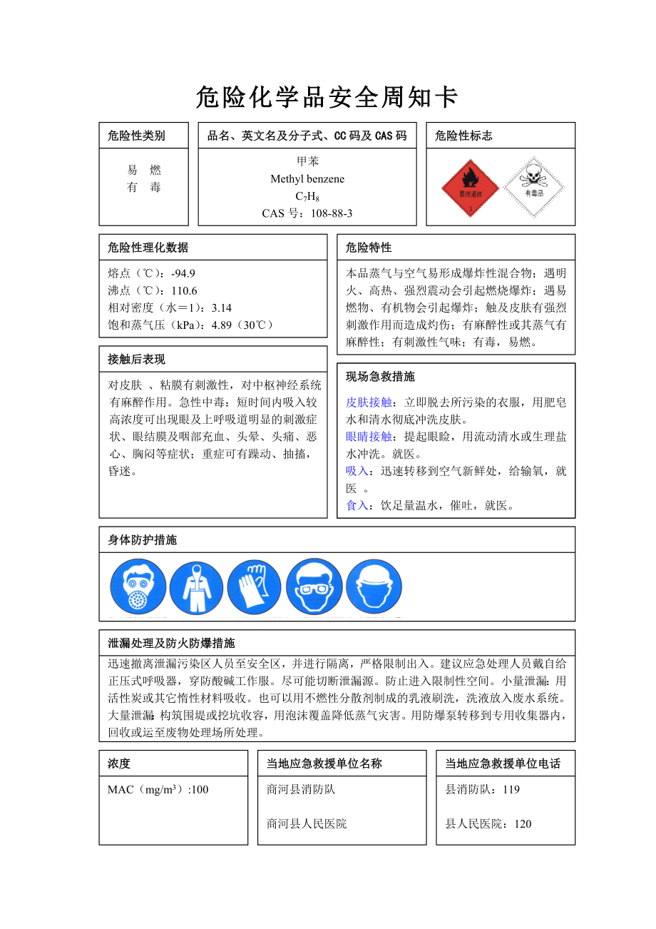 危险化学品安全周知卡编制完整版.doc_第3页