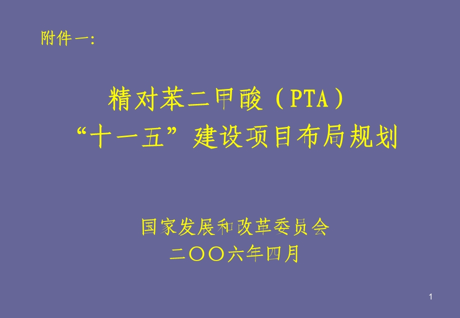 精对苯二甲酸PTA十一五建设项目布局规划.ppt_第1页