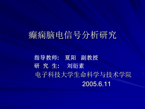 癫痫脑电信号分析研究教学课件.ppt