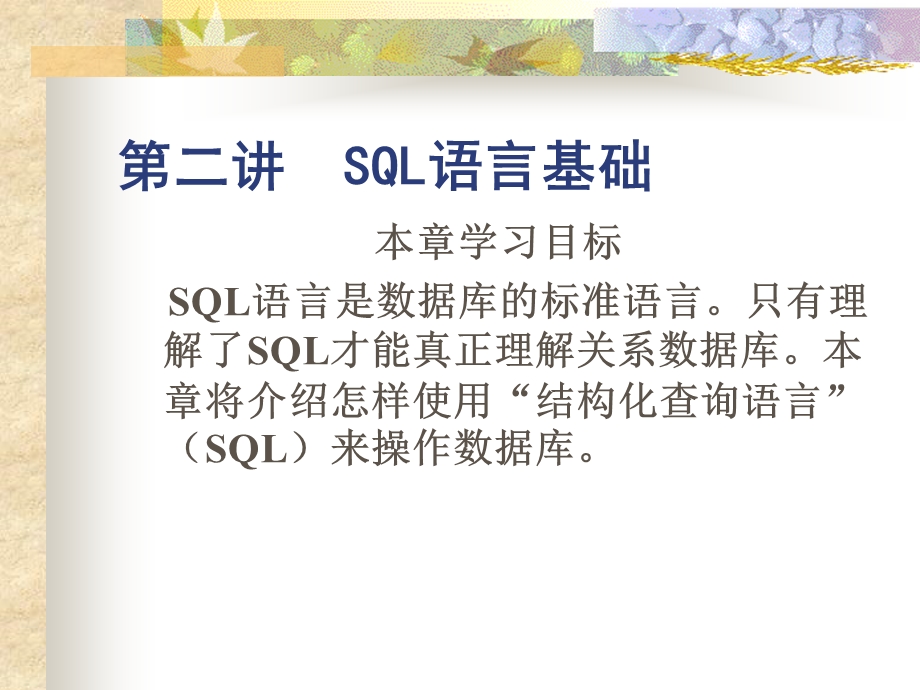 【教学课件】第二讲SQL语言基础.ppt_第1页