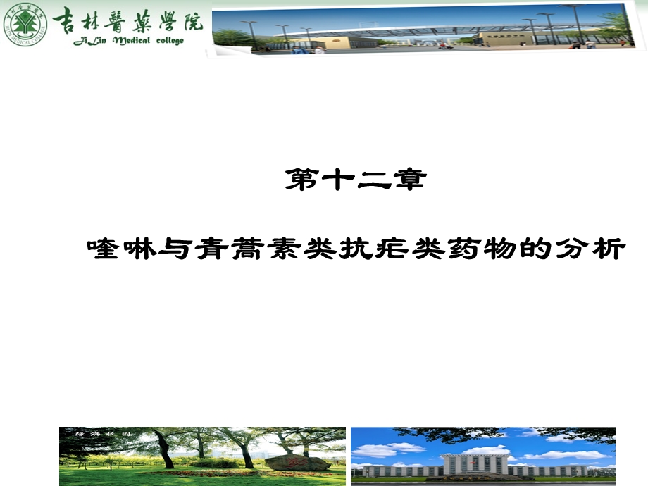 第十二章喹啉与青蒿素类抗疟类药物的分析.ppt_第1页