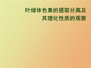 叶绿体色素的提取分离及其理化性质.ppt