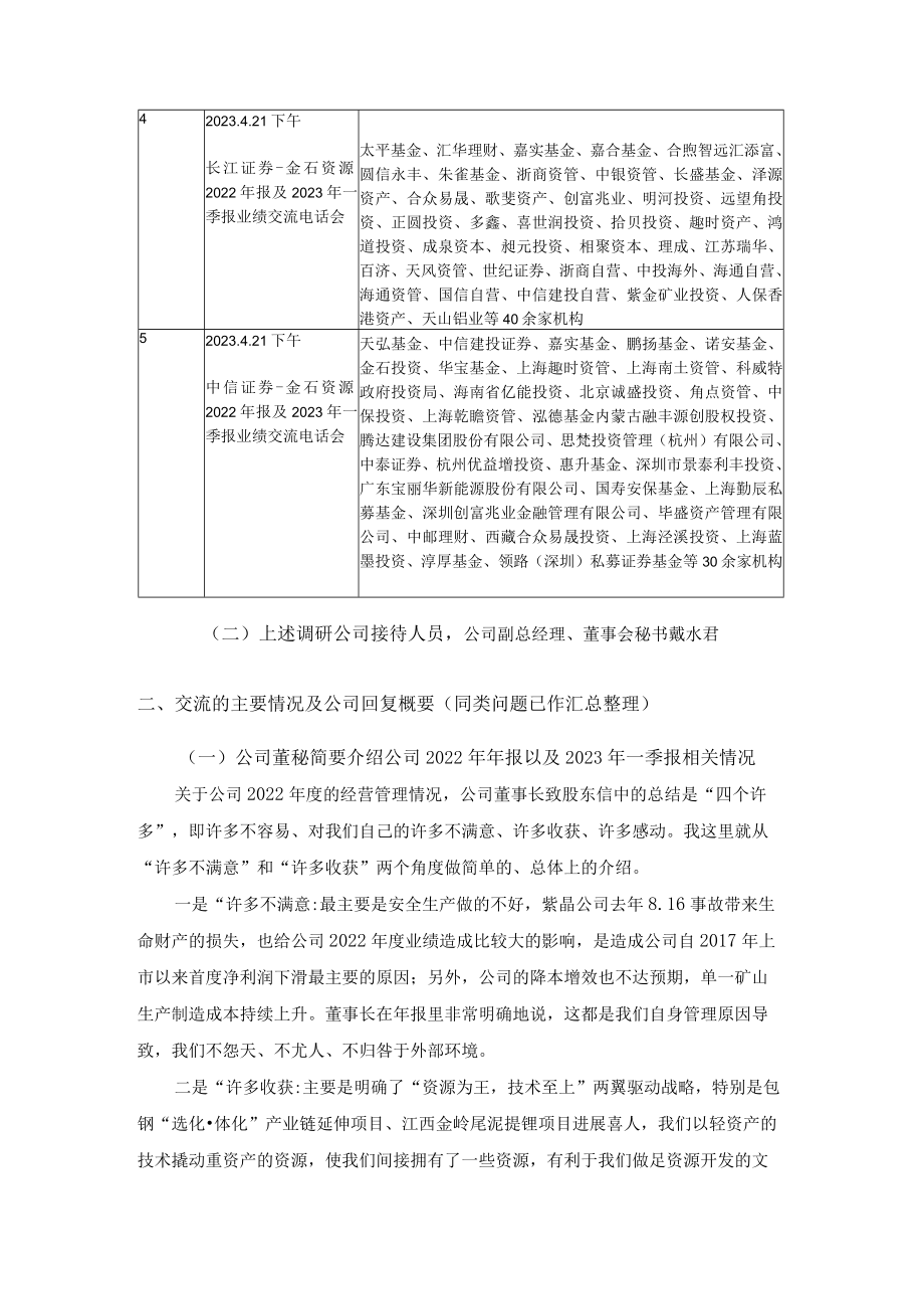 金石资源集团股份有限公司投资者关系活动记录表.docx_第2页