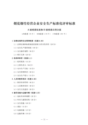 烟花爆竹经营企业安全生产标准化评审标准.doc