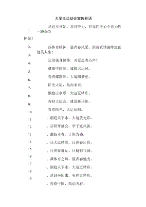 2023年第31届大学生运动会宣传口号（样板4份）.docx