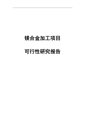 镁合金加工建设项目可行性研究报告.doc