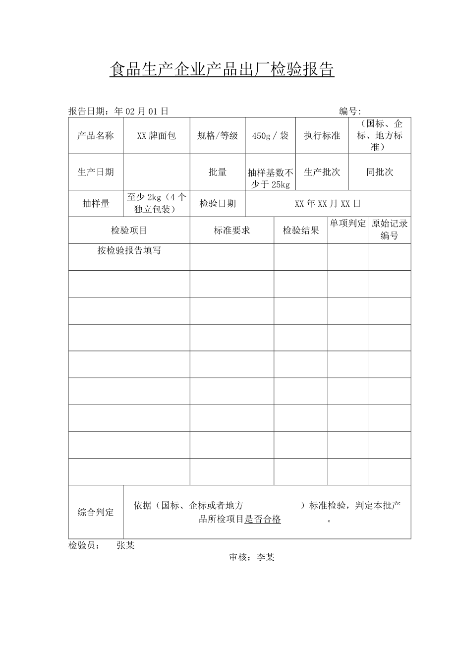 食品生产企业产品出厂检验报告.docx_第1页