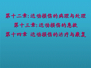 第十二章运动损伤的病理与处理第十三章运动损伤的急救.ppt